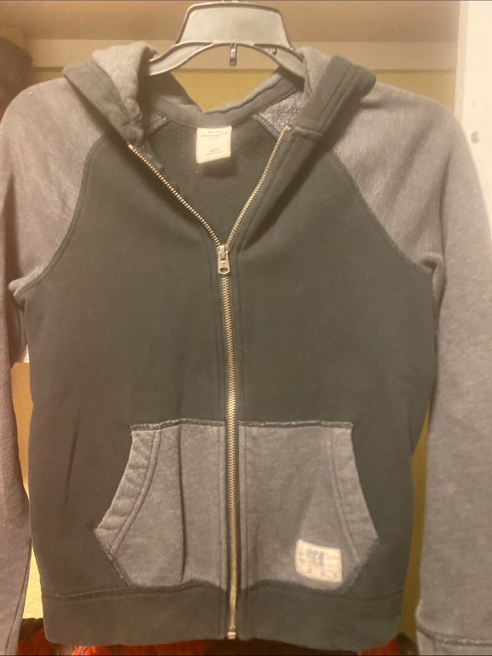 abercrombie kids Two-Tone Zip Hoodie - Charcoal & Light Gray